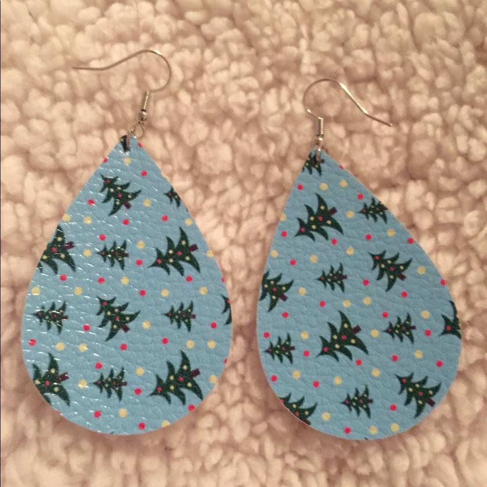 Faux Leather Christmas Earrings